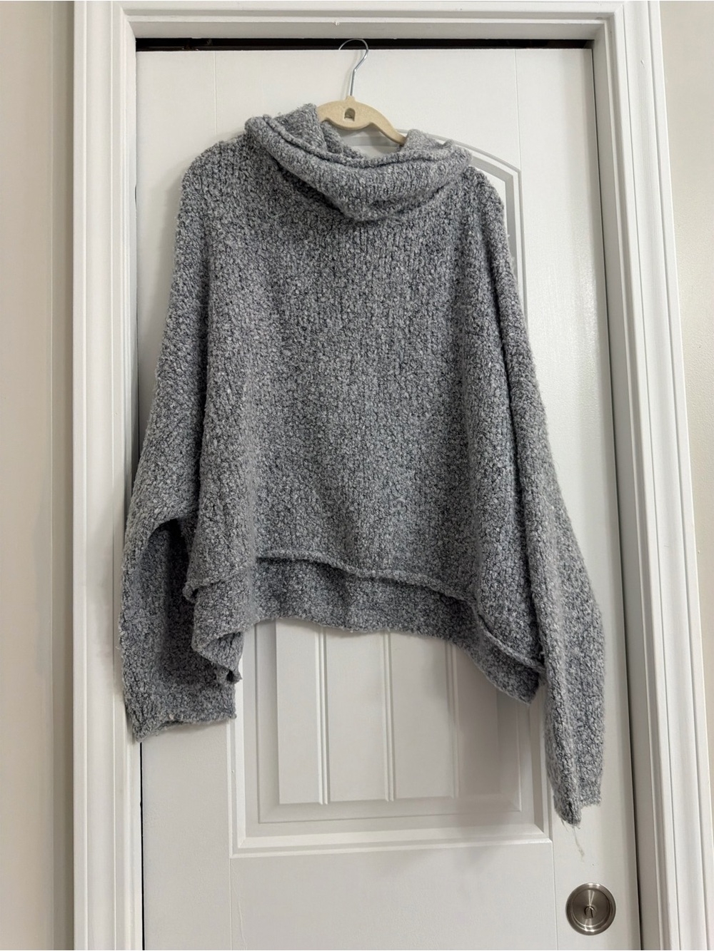 Free People Gray Hooded Cropped Sweater